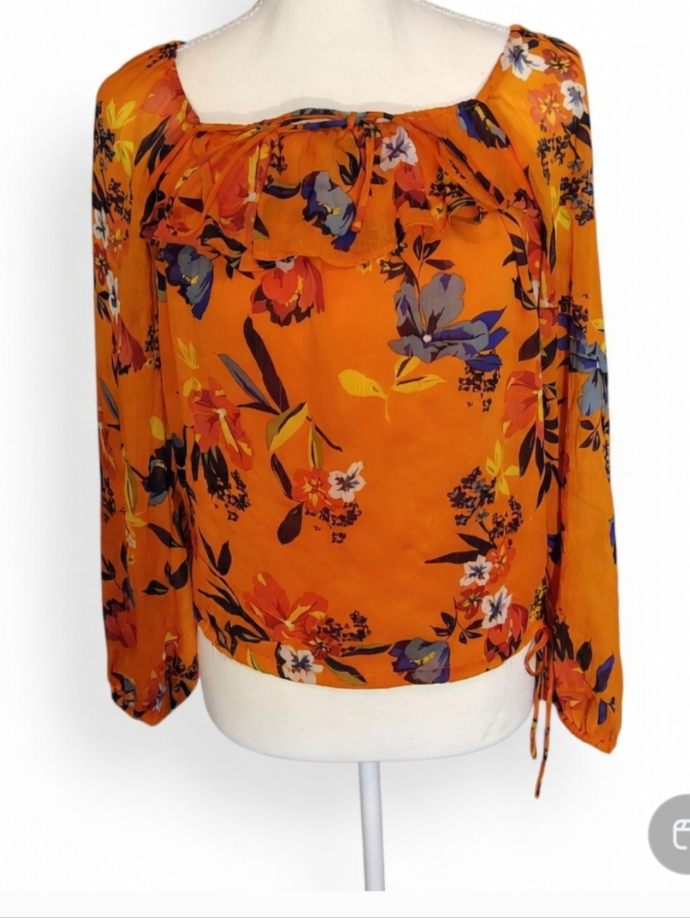 Jessica Simpson Orange Floral Blouse with Purple Accents